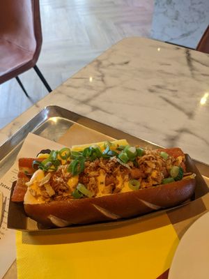 Spicy hotdog at Vegan Heroes in Eindhoven