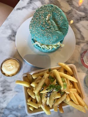 Tender B*tch - vegan chicken burger and fries  at Vegan Heroes in Eindhoven