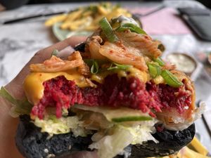 Beetroot patties   at Vegan Heroes in Eindhoven