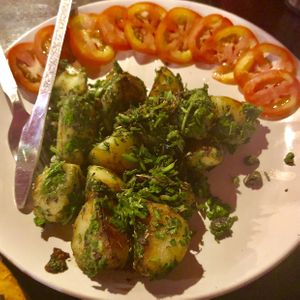 Potatoes with spinach! at Jaisal Italy in Jaisalmer