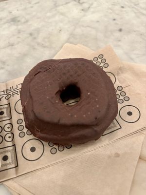 Dark Chocolate (not even photoshop can fix this nasty donut)  at Doughnut Plant - Grand Central in New York City