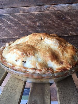 Rustic double stacked apple cinnamon pie. at Plantitude in Ladysmith