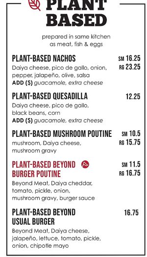 Menu at Leopold's Tavern in Winnipeg