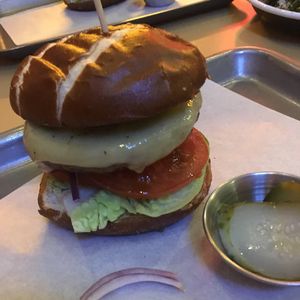 The Graffiti Vegan burger with extra vegan Gouda  at Bath St. Burger in Glasgow