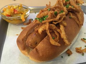Vegan hotdog  at Bath St. Burger in Glasgow