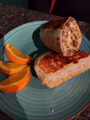 Huge breakfast burrito at High Note Cafe in Boise