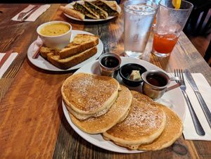 Hot Cakes and Broccoli Cheddar Soup at High Note Cafe in Boise