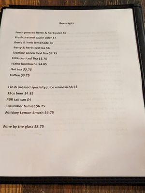 Autumn 2023 Menu at High Note Cafe in Boise