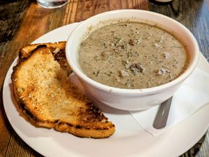 Sausage Kale Soup Bowl with Housemade Bread at High Note Cafe in Boise
