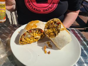 Philly Breakfast Burrito at High Note Cafe in Boise