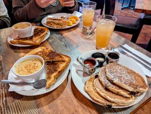 Blueberry Pancakes, Butternut Squash Soup, Apple Cider at High Note Cafe in Boise
