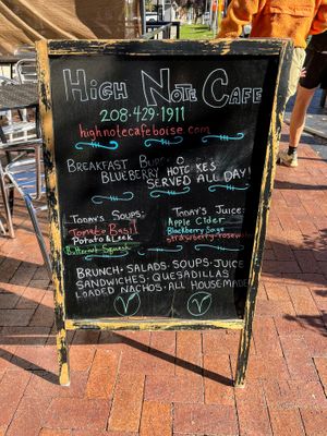 Sidewalk Menu Board (20 Oct 2024) at High Note Cafe in Boise