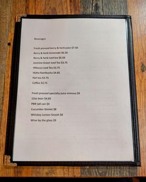 Menu, 27 October 2024 at High Note Cafe in Boise