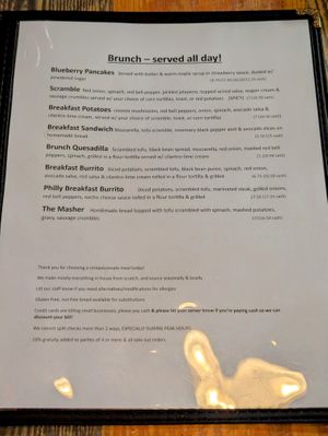 Menu as of 24 November 2024 at High Note Cafe in Boise