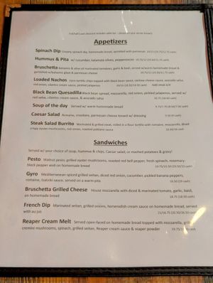 Menu as of 24 November 2024 at High Note Cafe in Boise