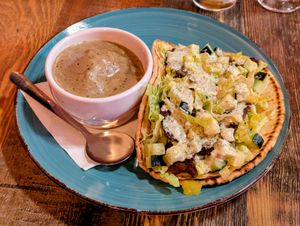 Gyro (minus red onions) with Mashed Potatoes and Gravy at High Note Cafe in Boise
