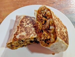 Philly Cheese Steak Burrito at High Note Cafe in Boise