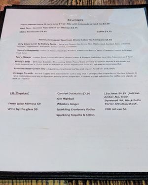 Updated Menu as of 09 March 2025 at High Note Cafe in Boise