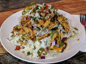 Loaded Nachos with Chikin at High Note Cafe in Boise
