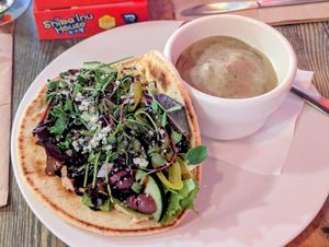 Veggie Pita with Mashed Potatoes at High Note Cafe in Boise