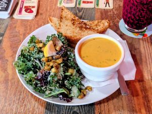 Cheddar Veg Soup with Cesar Salad at High Note Cafe in Boise