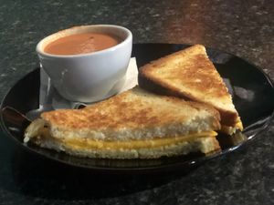 Vegan grilled cheese and tomato soup at High Note Cafe in Boise