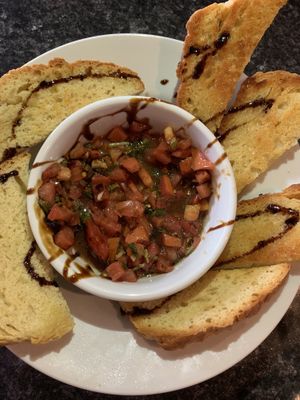 Bruschetta starter, made vegan by removing cheese at High Note Cafe in Boise