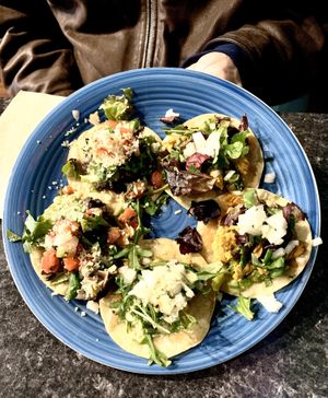 Black Bean, “Chik’n”, and Habanero Hominy Street Tacos at High Note Cafe in Boise