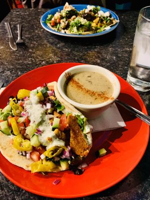 Seitan Gyro and Cream of Mushroom Soup at High Note Cafe in Boise