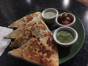 Quesadilla with soy curls  at High Note Cafe in Boise