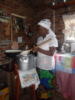This is Madá the owner. She makes the best acarajé in Florianópolis. at Acarajé Da Madá in Florianopolis
