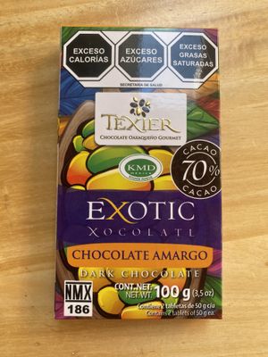 Example of vegan chocolate at Texier Chocolatería in Oaxaca