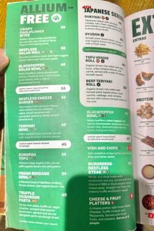 Allium-free menu sectionn  at Burgreens - Menteng in Jakarta