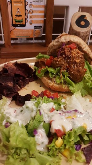 Vegan Rendang Burger  at Burgreens in Tangerang