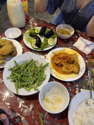 Tofu La Lot, Fried aubergine, fried tofu & fried green beans  at Phuong Nam Quan Chay in Hue
