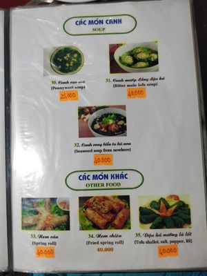 Menu page 5 at Phuong Nam Quan Chay in Hue