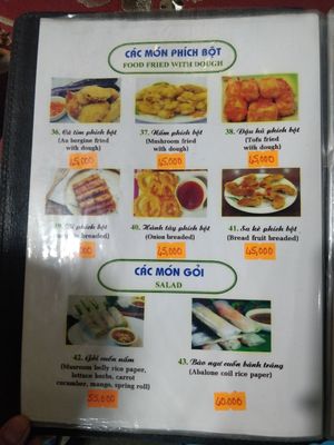 Menu page 6 at Phuong Nam Quan Chay in Hue