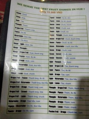 Menu page 16 at Phuong Nam Quan Chay in Hue