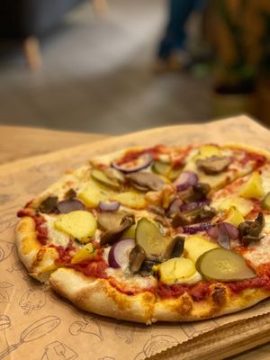 Vegan pizza!  at Cukru Cafe in Jelenia Gora