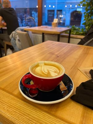 Cappuccino with oat milk   at Cukru Cafe in Jelenia Gora