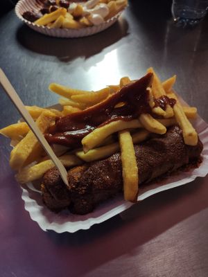 Curry wurst and fries at Curry 36 in Berlin