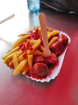 Vegan Currywurst with French Fries at Curry 36 in Berlin