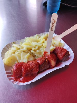 Vegan Currywurst with Kartoffelsalat at Curry 36 in Berlin