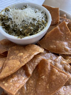Vegan Gluten Free Chips and spinach artichoke spread  at Verdine in Houston
