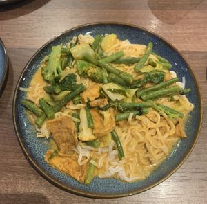 Tofu penang curry & rice noodles (vegan & gf)  at Rim Nam Thai in Hebden Bridge