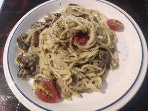 Pesto carbonara? Greener from menu at Fourteen 14th Coffee Cafe 拾肆室 in Penang