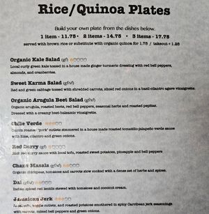 Rice/quinoa plates at Good Karma Artisan Ales & Cafe in San Jose