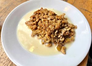 Apple crisp at Good Karma Artisan Ales & Cafe in San Jose