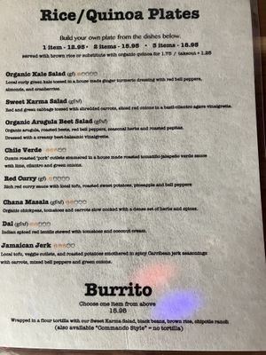 Menu side 2  at Good Karma Artisan Ales & Cafe in San Jose