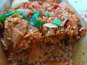 $6.50 kimchi: good but seemed like something was missing at Good Karma Artisan Ales & Cafe in San Jose